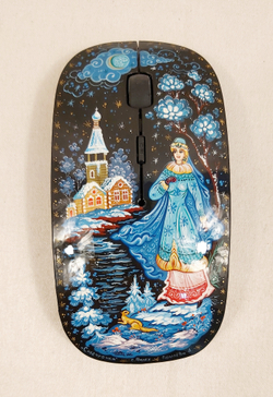 Мышь беспроводная, с ручной росписью Палех "Снегурочка" N4