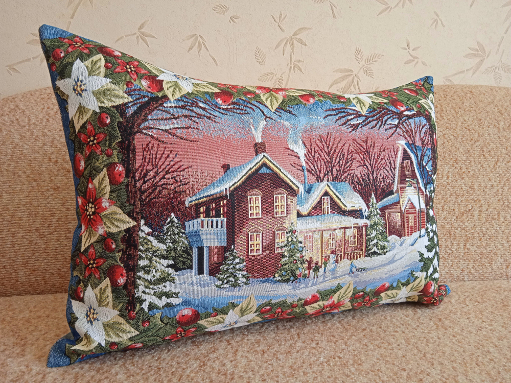 Декоративная гобеленовая наволочка для интерьерной подушки Волшебный вечер 68х47