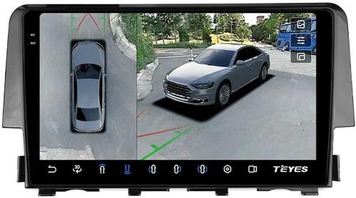 Магнитола для Honda Civic 10 2015-2021 - Teyes CC3-2K-360 монитор 9.5" 2K QLED на Android 10, Быстрая, CarPlay, 4G SIM-слот, 4 камеры в комплекте