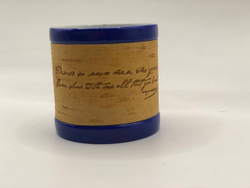 Кружка малая фарфоровая без ручки c берестой и с цитатами Лермонтова. Lermontov forever.