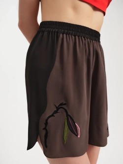 Шорты шелковые с вышивкой OLA OLA