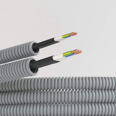 Электротруба ПВХ гибкая гофр. д.20мм, цвет серый, с кабелем ВВГ-Пнг(А)-LS3х2,5мм² Конкорд, 100м