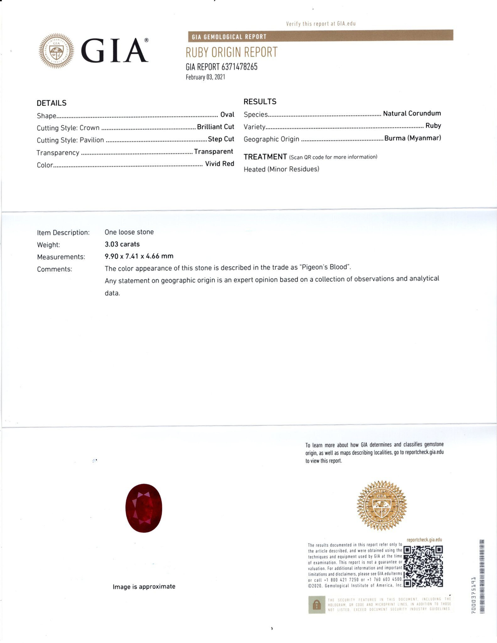 Рубин, Овал, 2 шт / 6,07 карат, Бирма