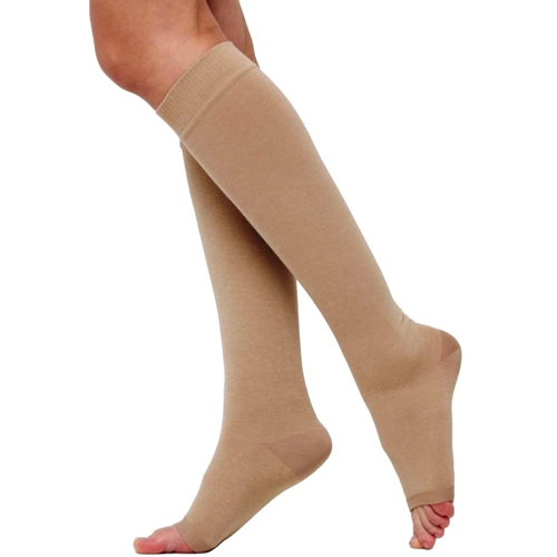 Чулки компрессионные  ЧККВ до колена с открытым мыском (Размер: размер 3, Цвет: бежевый, Степень фиксации: 2 класс)