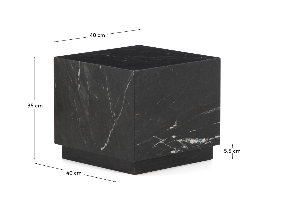 Приставной столик Sorein из черного мрамора 40 x 40 см