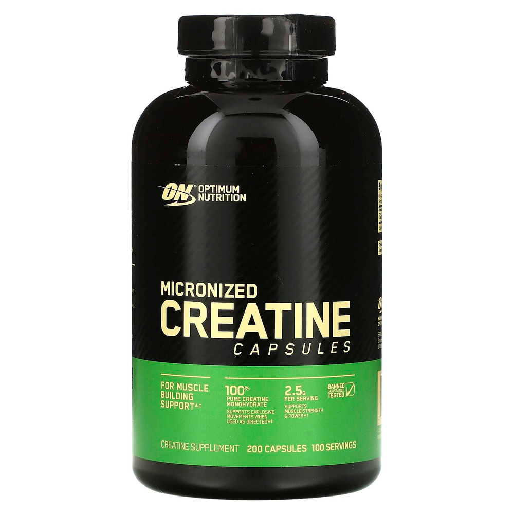 Optimum Nutrition, Микронизированные капсулы с креатином, 200 капсул (1,25 г в 1 капсуле)