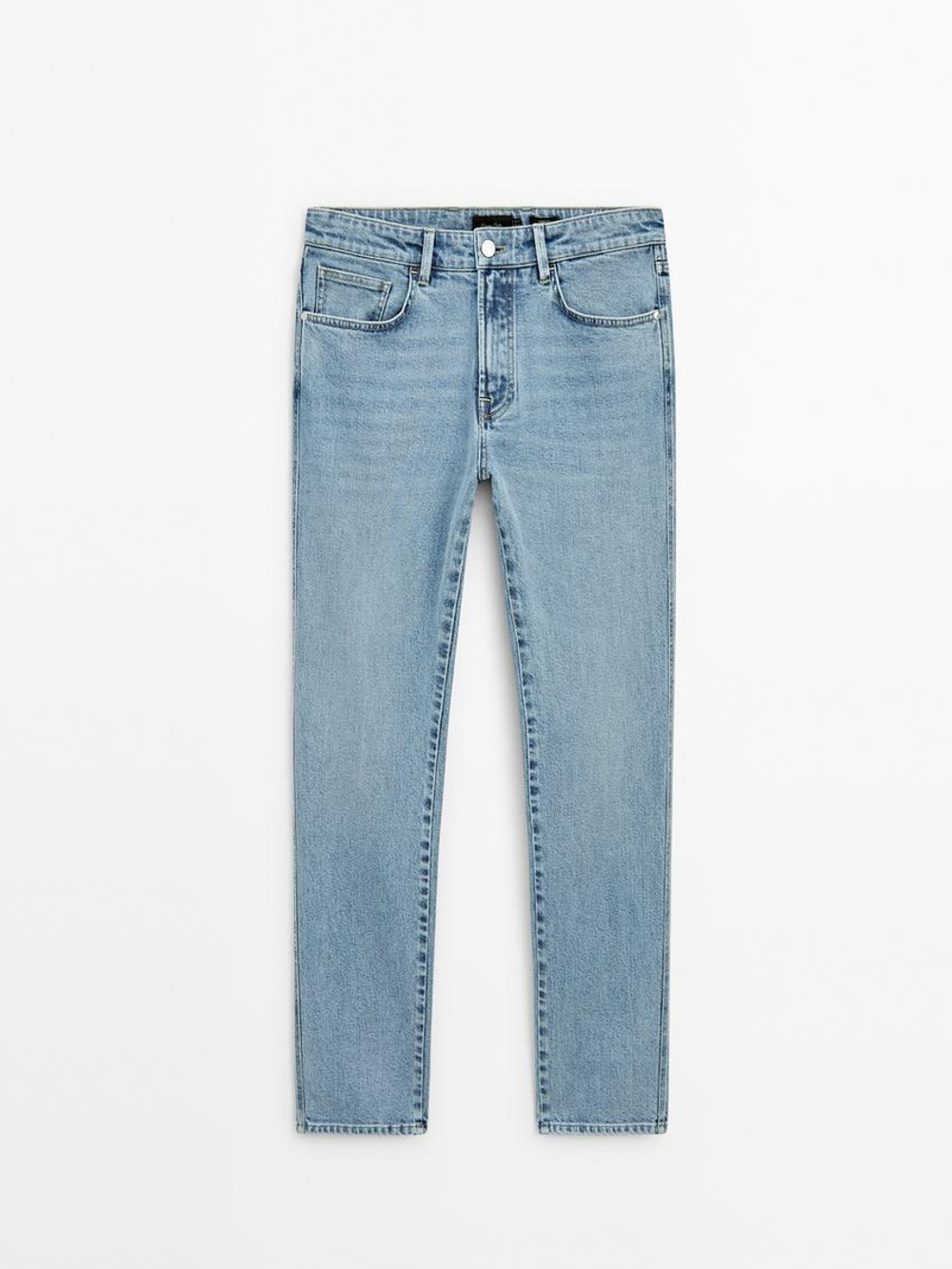 Massimo Dutti Зауженные джинсы со средней посадкой, индиго