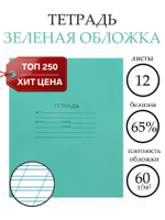 Тетрадь 12 листов в косую линейку «Зелёная обложка»