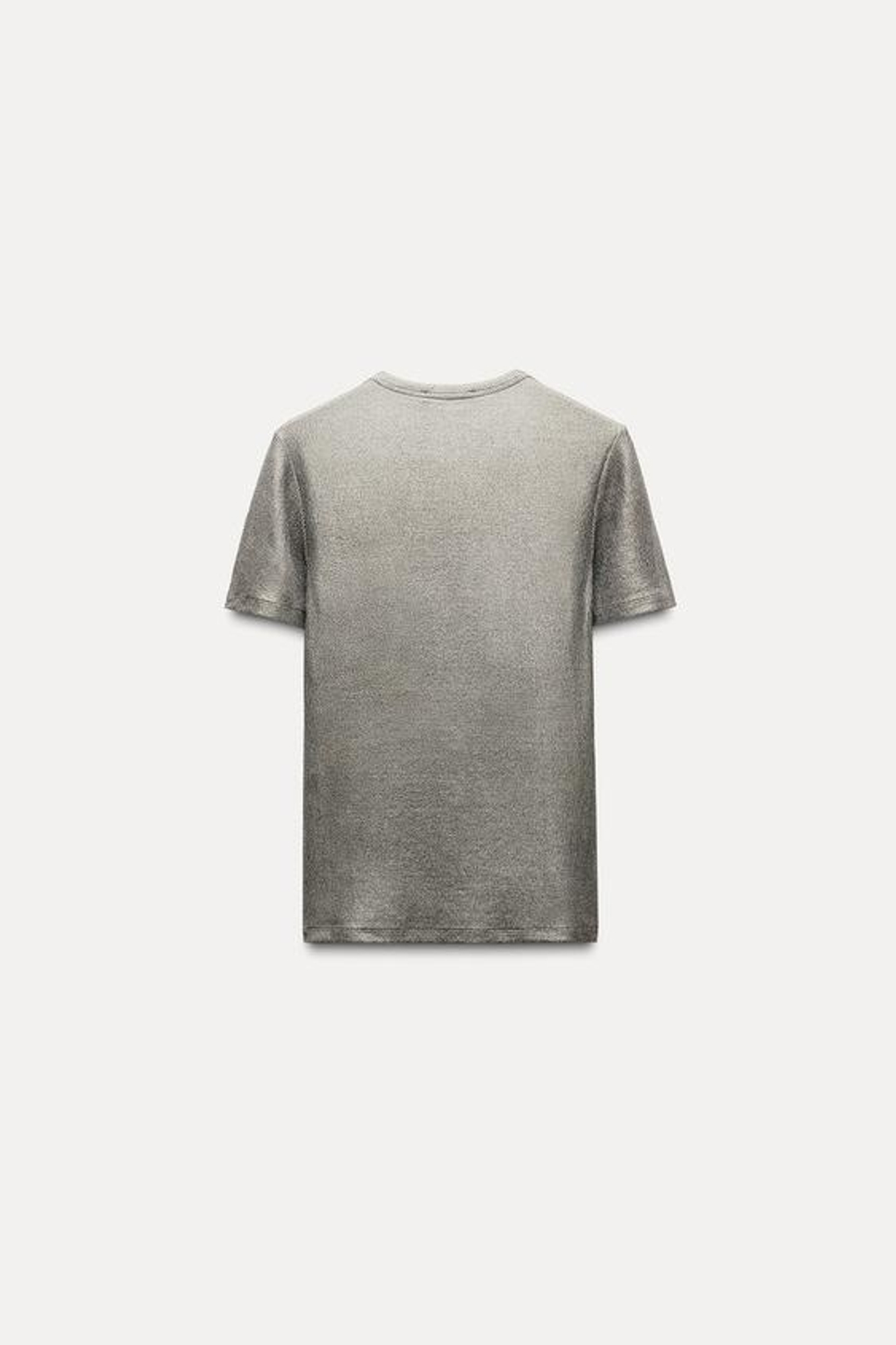 ZARA ТОП В РУБЧИК С МЕТАЛЛИЧЕСКИМ БЛЕСКОМ, ТЕМНЫЙ ХАКИ