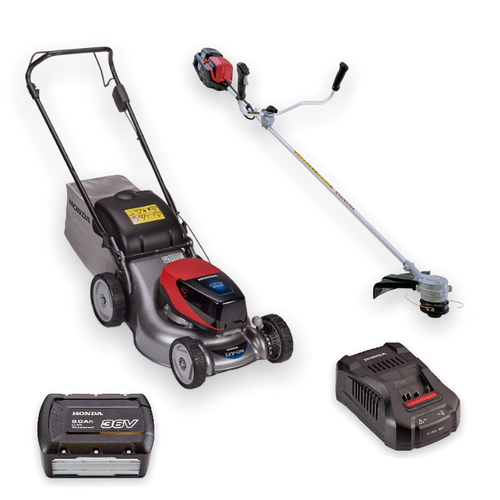 Комплект Honda №5: газонокосилка + мотокоса + АКБ + зарядное устройство