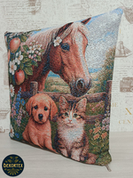 Декоративный гобеленовый чехол для интерьерной подушки В саду 38*38