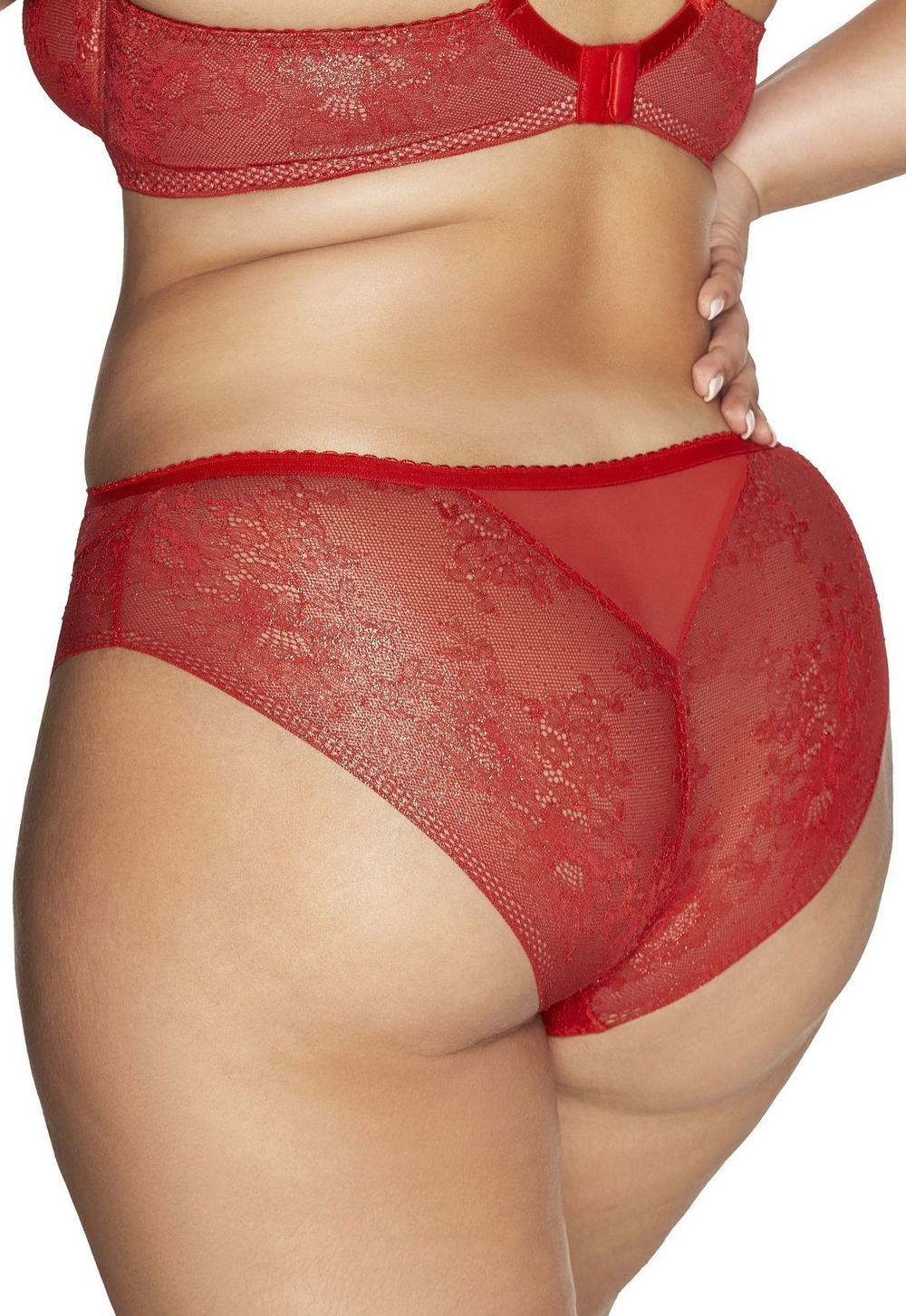 Трусики-слипы Crown из блестящего кружева (Размер: XXXL) (Цвет: красный)