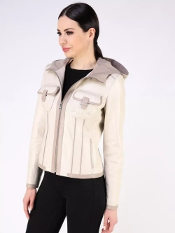 Кожаная куртка осень натуральная с капюшоном