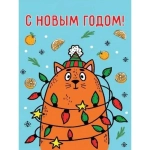 Пакет подарочный с матовой ламин.26,4x32,7x13,6см(L) Новогодний кот, 157г