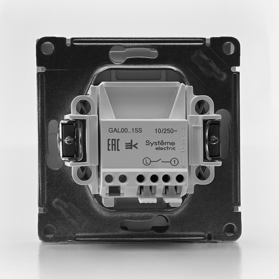 Выключатель кнопочный 1-кл. ArtGallery быстрозажим. клем. механизм алюм. SE GAL000315S