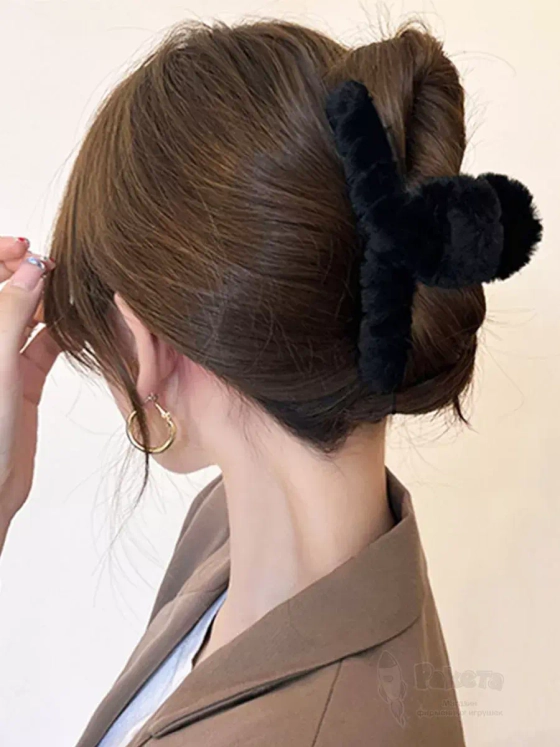 Заколка крабик краб для волос пушистый плюшевый