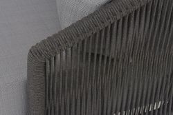 "Верона" диван 3-местный плетеный из роупа, каркас алюминий темно-серый (RAL7024) муар, роуп темно-серый круглый, ткань Mossle серая