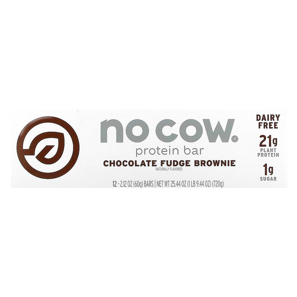 No Cow, Протеиновый батончик, брауни с шоколадной помадкой, 12 батончиков по 60 г (2,12 унции)