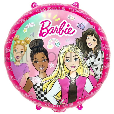 Фольгированная фигура, круг, Барби с подругами,18"/46СМ
