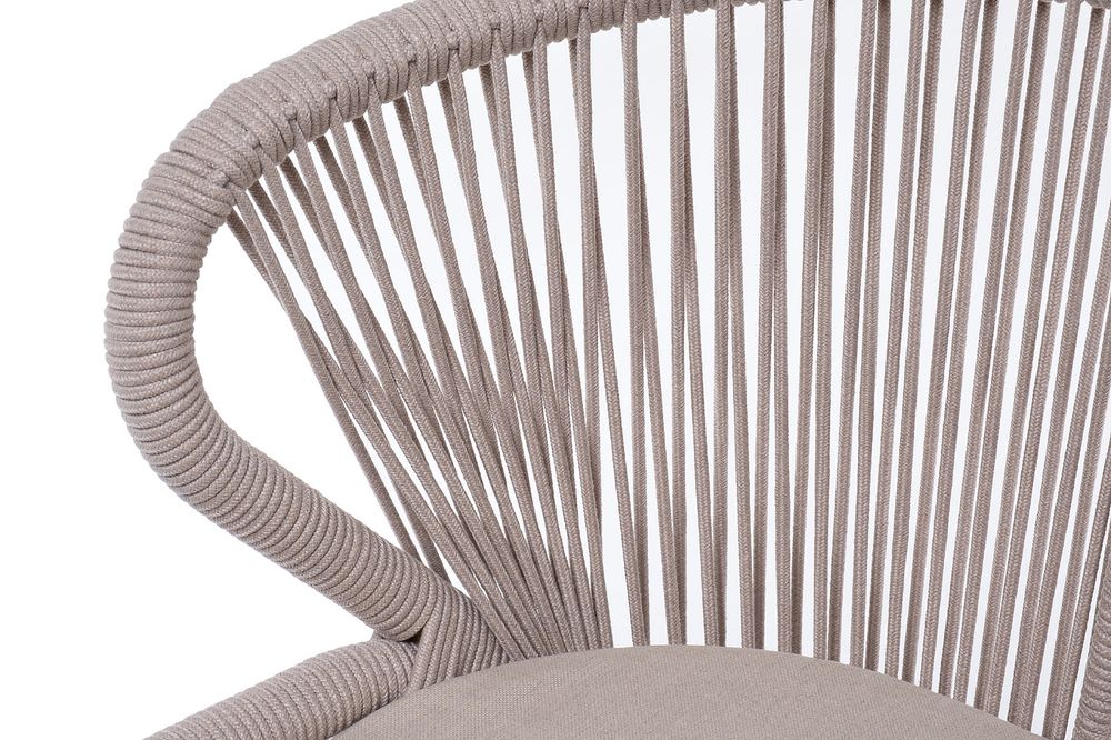 "Милан" стул плетеный из роупа, каркас алюминий (RAL1001), роуп бежевый круглый, ткань бежевая