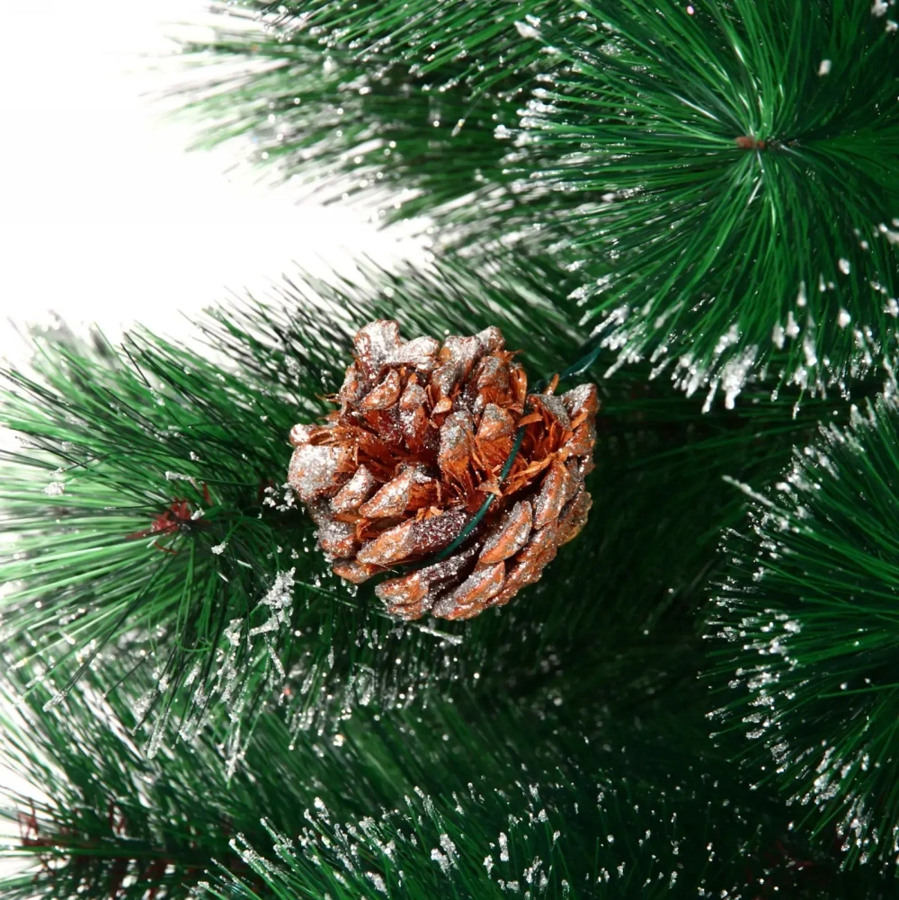 Ёлка «Снегурочка» 90 см, леска с шишками и серебряным инеем (45 веток)