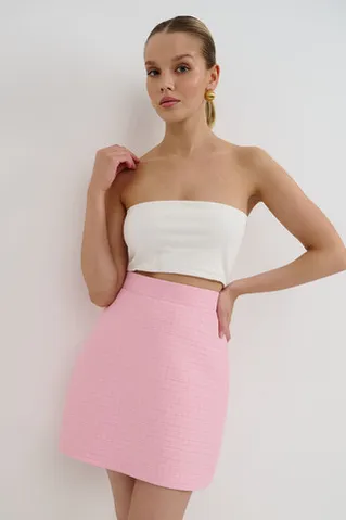 Юбка мини со стежкой розового цвета