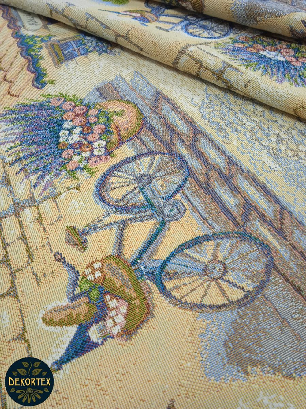 Мебельная ткань гобелен на отрез "Велосипеды" (ширина 160 см) цена за п/метр