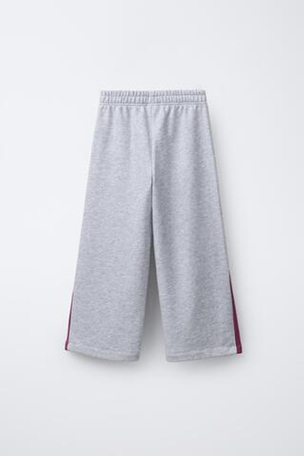 ZARA БРЮКИ WIDE LEG С ВЫШИТЫМ МЕДВЕДЕМ, СЕРЫЙ МЕЛАНЖ