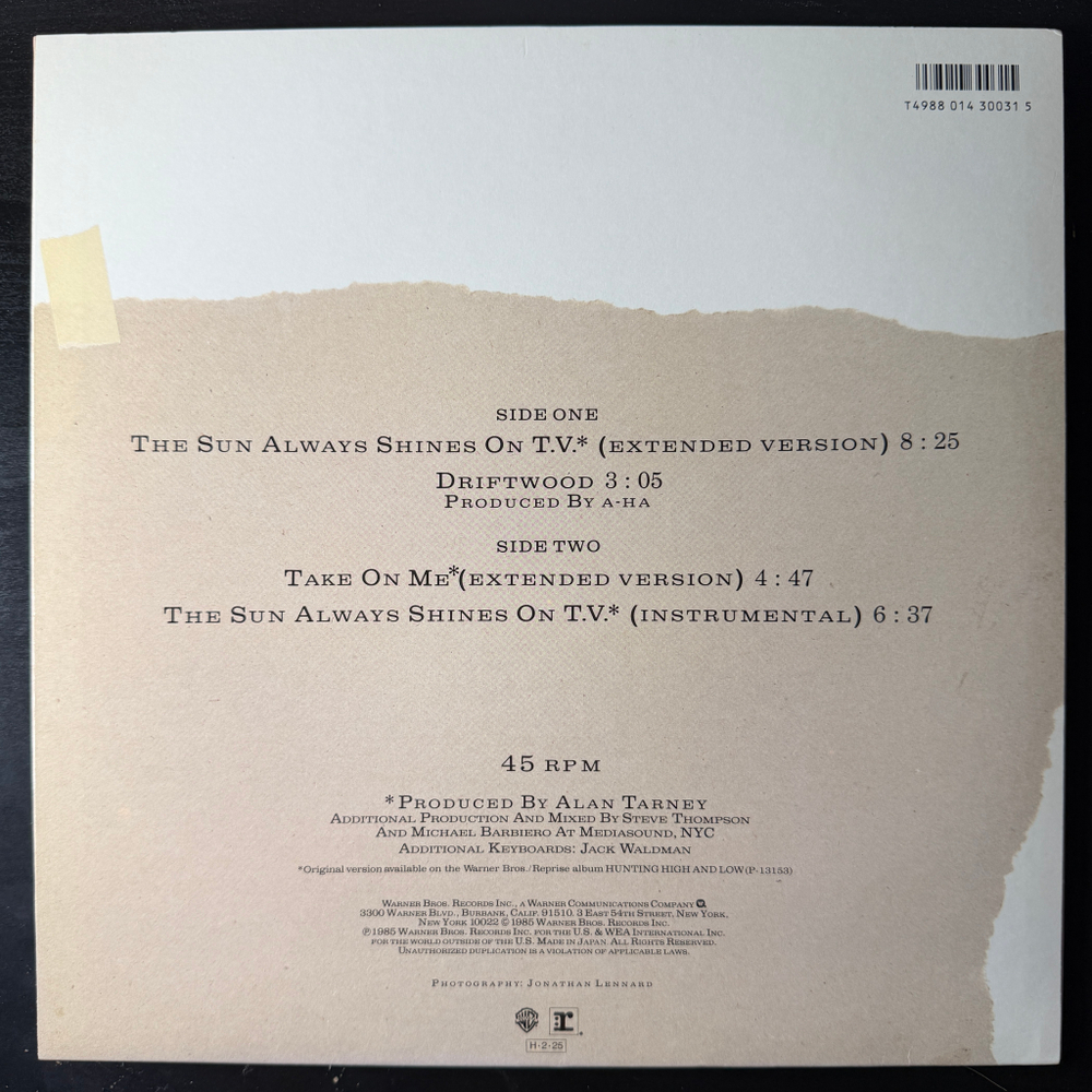 a-ha ‎– 45 R.P.M. Club (Япония 1986г.) 12", 45 RPM