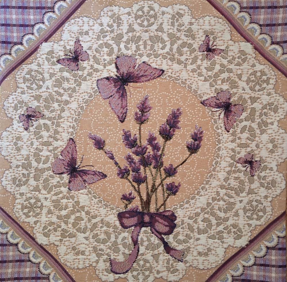 Декоративный гобеленовый чехол для интерьерной подушки Лаванда и кружево 38*38