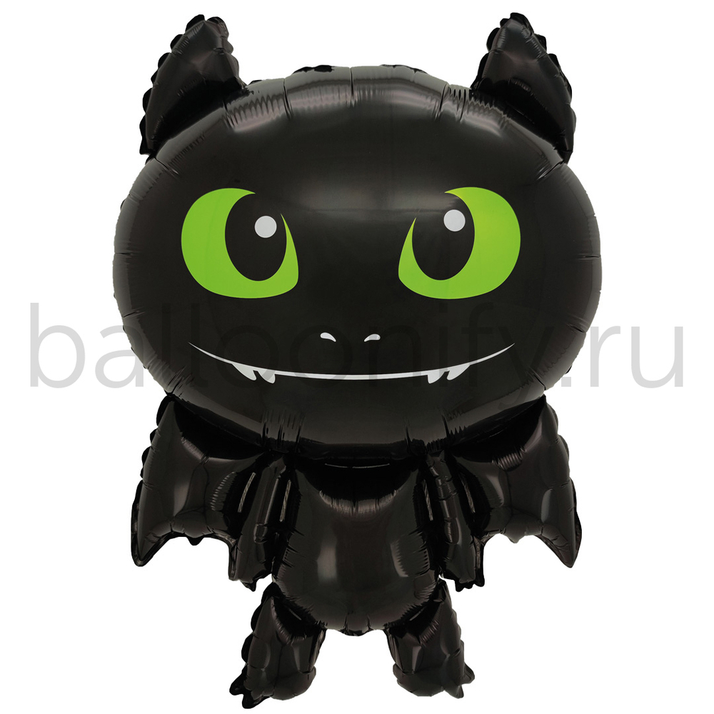 Шар (34''/86 см) Фигура, Любимый Дракон, Черный, 1 шт.