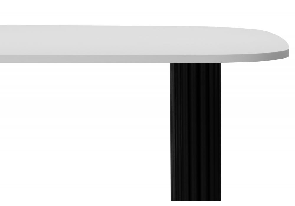 Стол деревянный Woodville Бавария B 180 х 90 белая пленка шагрень, черный, ножки черные