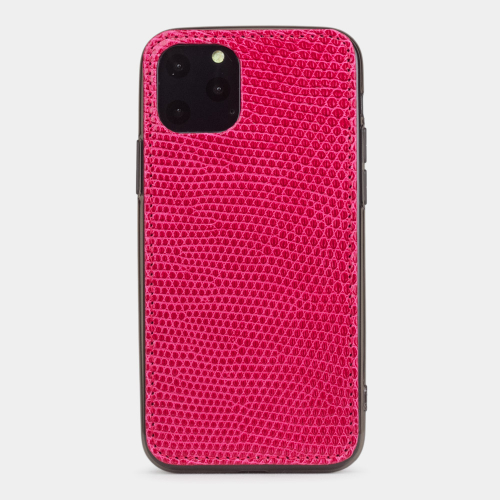 Special order: Чехол-накладка для iPhone 11 Pro из натуральной кожи ящерицы, цвета фуксии