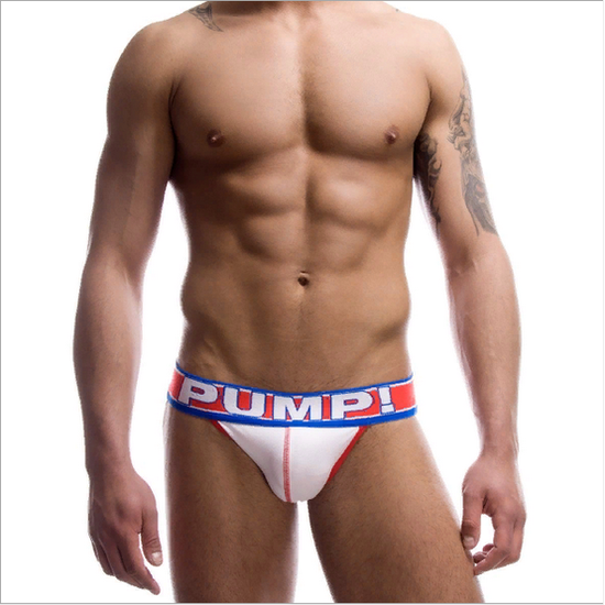 Мужские трусы джоки белые с красной резинкой PUMP! H788-1