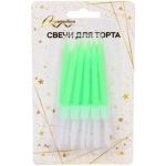 Свечи в торт «Радужный блеск» 10 шт. 7.5 См, зеленый
