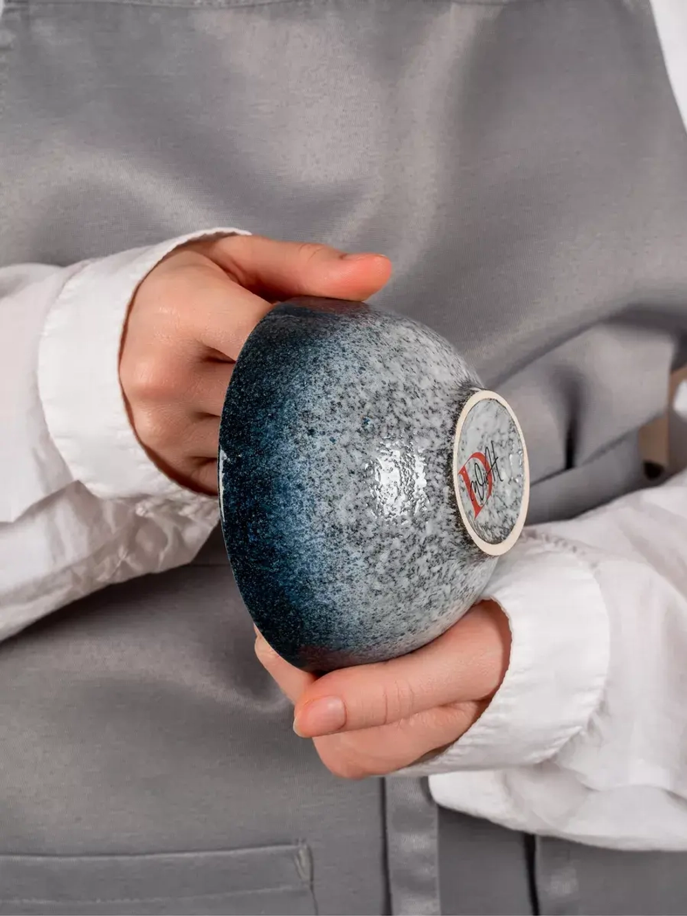 Набор посуды 2 тарелки 11,5 см пиала глубокая синяя фарфор