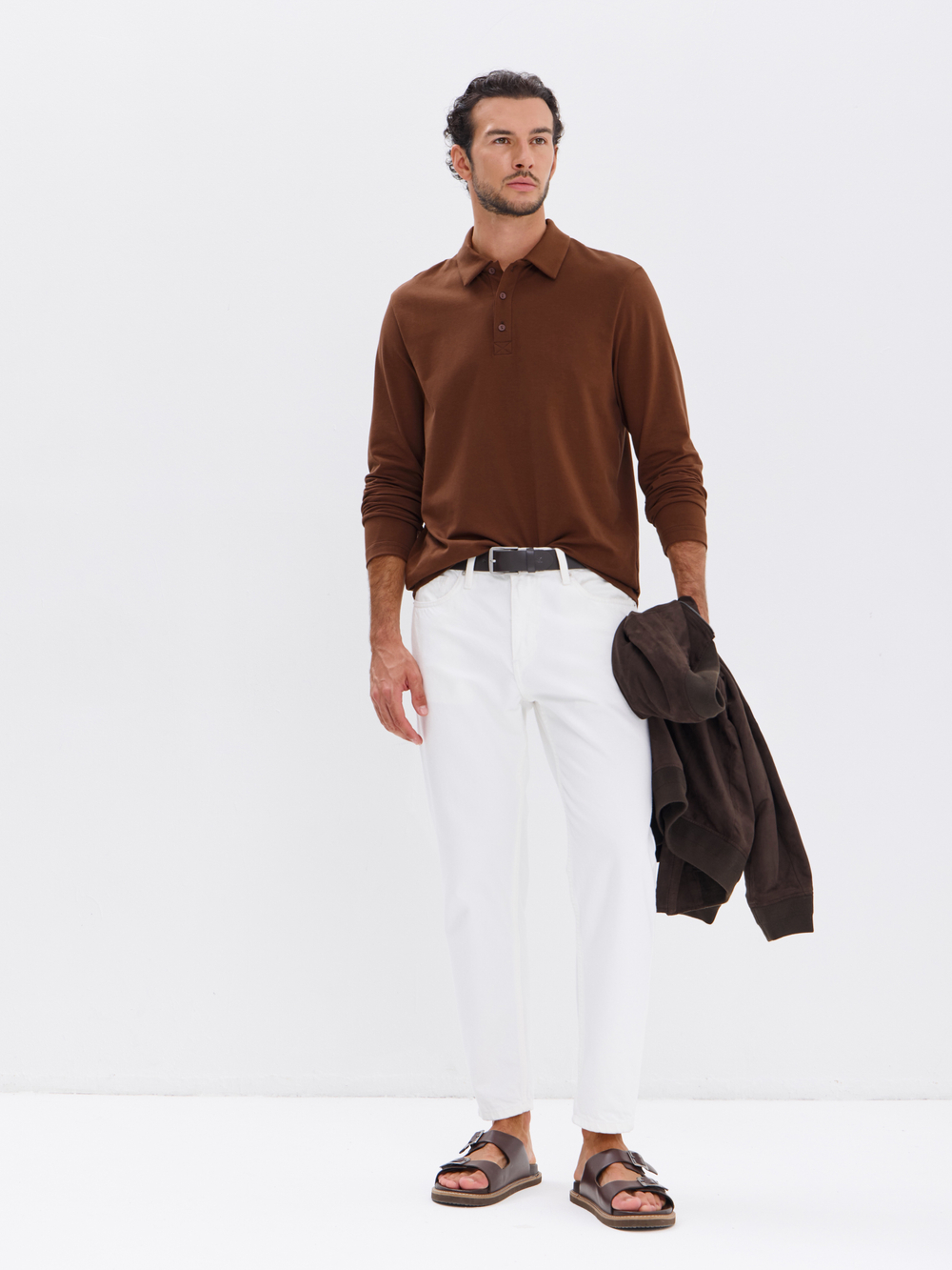 Повседневный базовый лонгслив поло