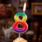 Свеча Цифра, 8 Радуга, Градиент, 4,3 см, 1 шт.