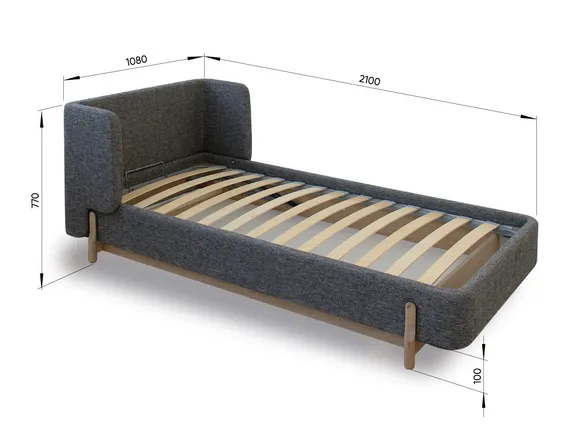 Кровать с подъемным механизмом Basic, 90х200 см (бежевый, рогожка)