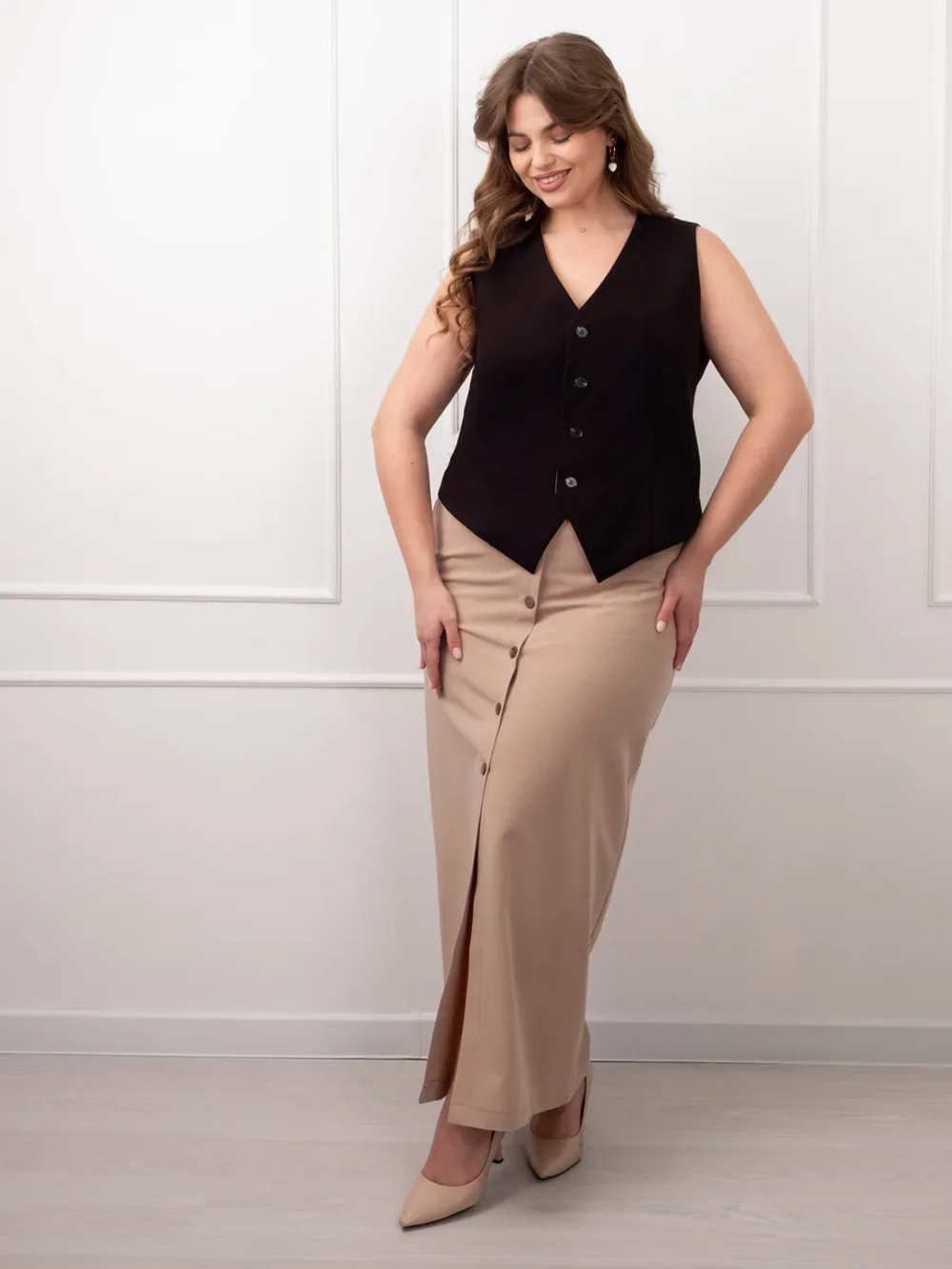 Юбка длинная на пуговицах