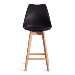 Стул барный TULIP BAR (mod. C1014H-1) / 1 шт. в упаковке пластик/дерево, 42 х 47,5 х 104 см, Black (Черный) 3010/ натуральный