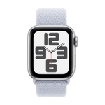 Apple Watch SE, 44 мм, алюминий Серебристого цвета, браслет Sport Loop Дымчато-голубого цвета (2024)