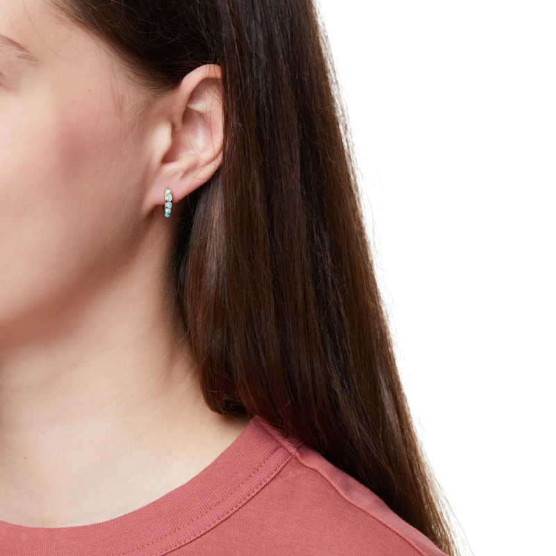 Серьги Синий Опал с Кристаллами