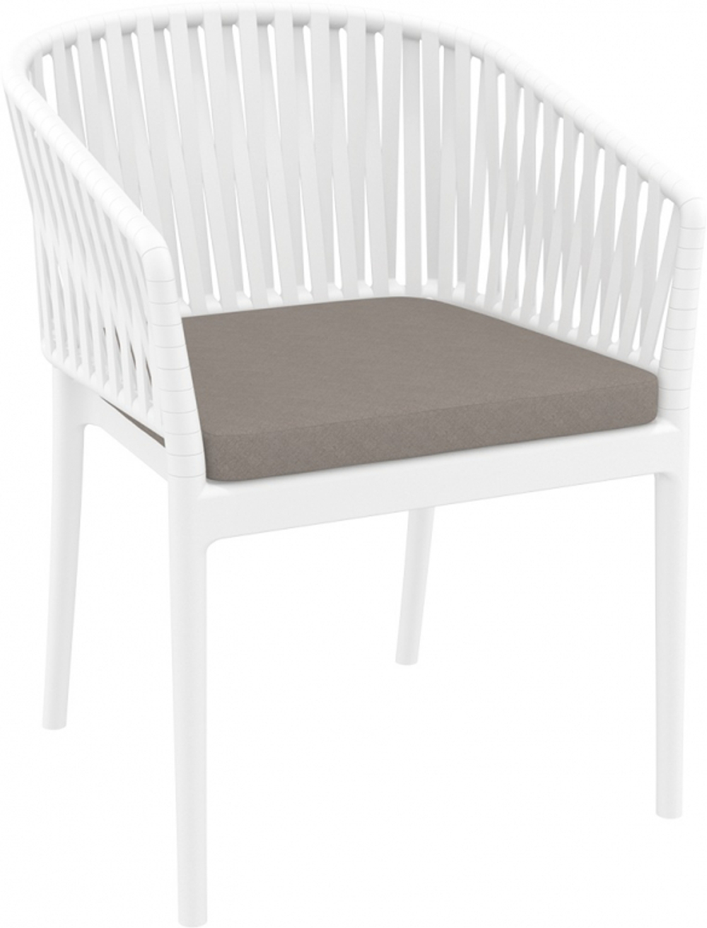 Кресло пластиковое с подушками Siesta Contract Portofino, белый, светло-коричневый