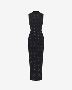 Платье миди с открытой спиной из костюмной ткани со стразами