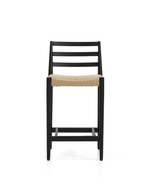 Полубарный стул Analy из массива дуба в черной отделке и веревочным сиденьем 65 см