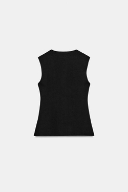 ZARA ТОП-ЖИЛЕТ С ПУГОВИЦАМИ, ЧЕРНЫЙ