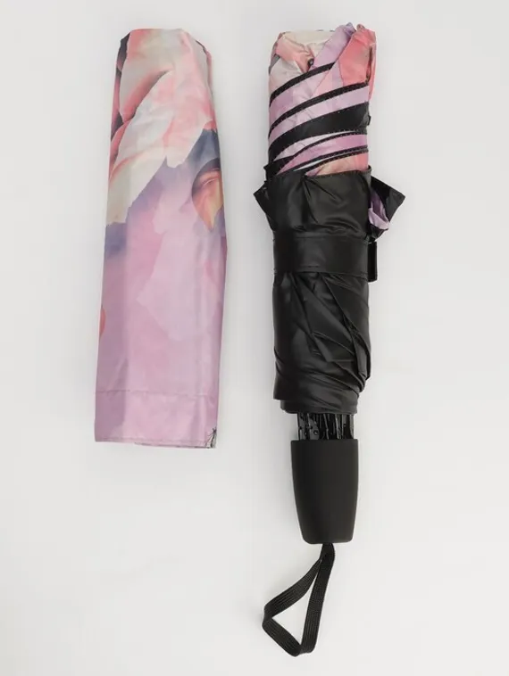 Зонт механический «Розы», ветроустойчивый, 3 сложения, 8 спиц, R = 48 см, рисунок МИКС