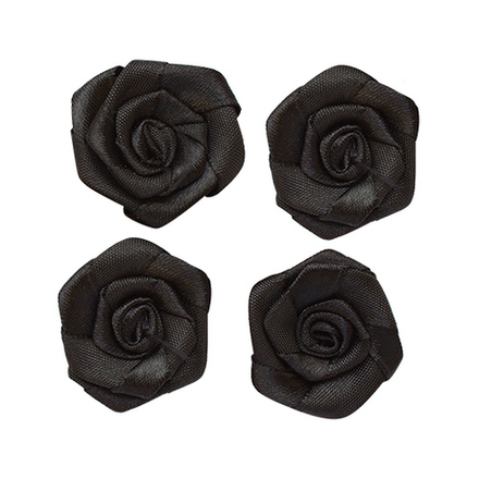 К-9080 Цветок пришивной 3см, цв.черный