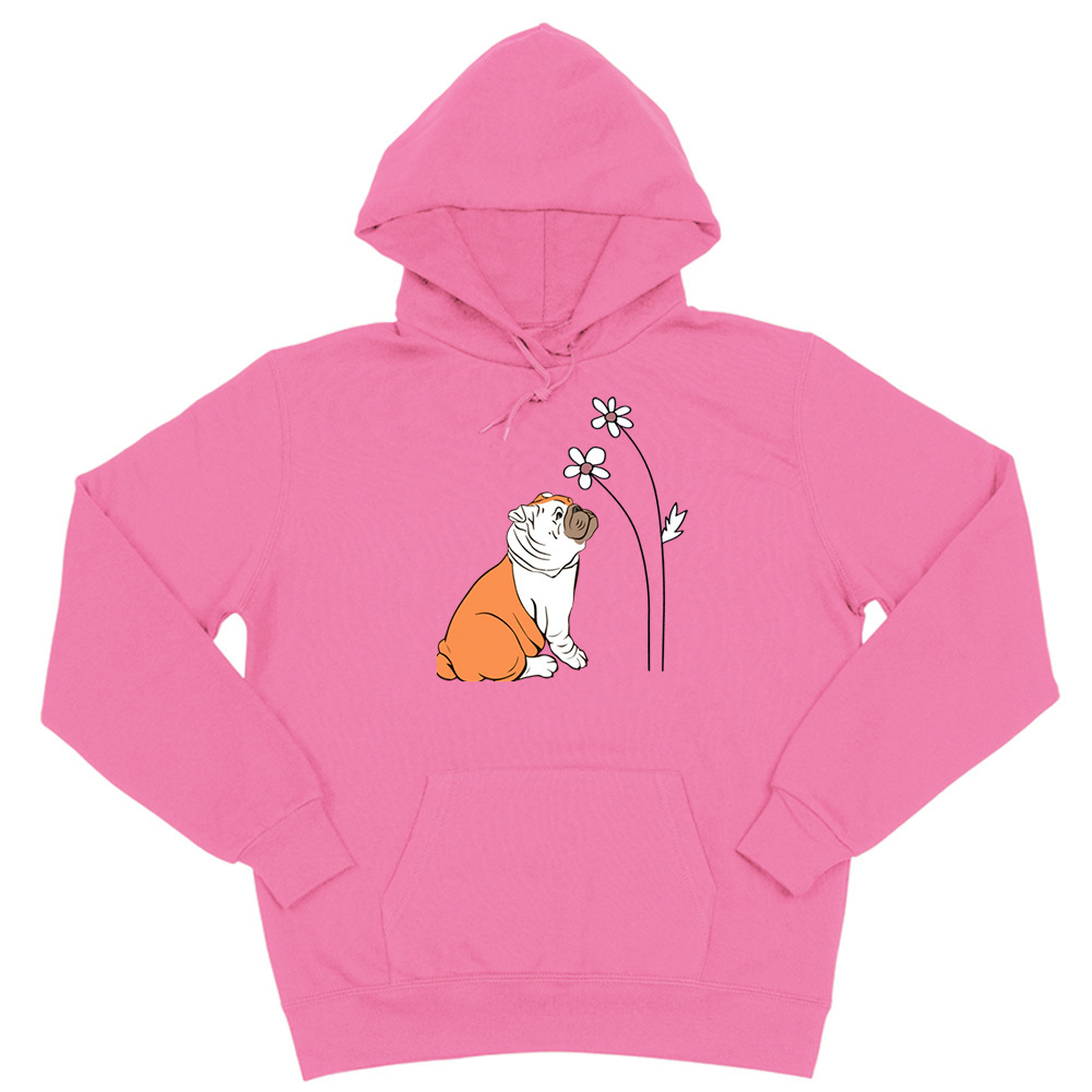 Толстовка "Английский бульдог с цветами"